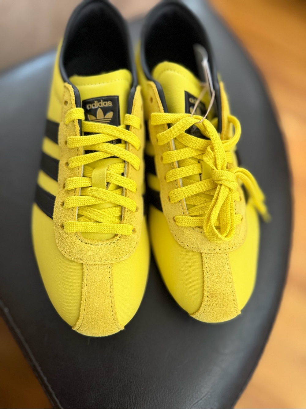Adidas Limited Yellow Tokyo Sneakers with Black Three-Stripe